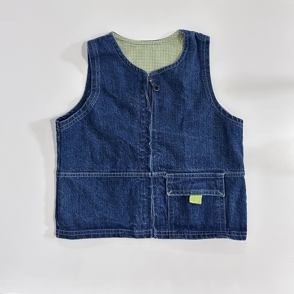 Vintage denim vest with pocket and full zip - Picture 1 of 5